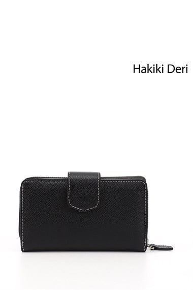 Kadın Siyaha Antrasit Yatay Hakiki Deri Cüzdan
