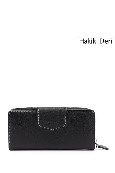 Kadın Siyaha Antrasit Yatay Hakiki Deri Cüzdan