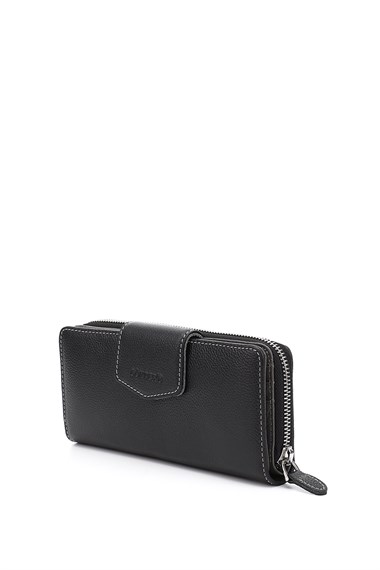 Kadın Siyaha Antrasit Yatay Hakiki Deri Cüzdan