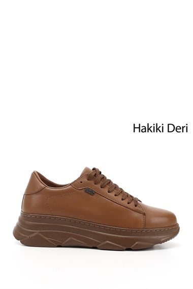 Kadın Taba Antik Bağcıklı Dolgu Taban Hakiki Deri Sneaker