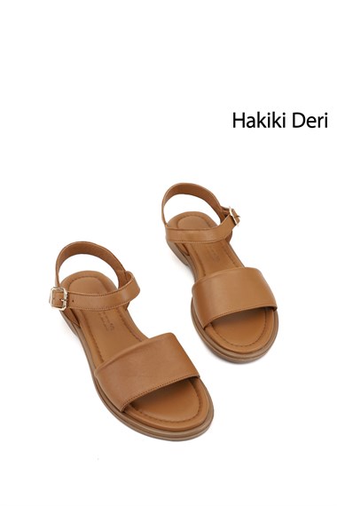 Kadın Taba Antik Bilek Bağlı Hakiki Deri Sandalet