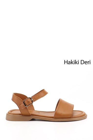Kadın Taba Antik Bilek Bağlı Hakiki Deri Sandalet