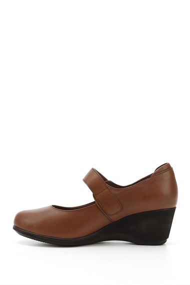 Womens Tan Antique Wedge Sole Genuine Leather Shoes