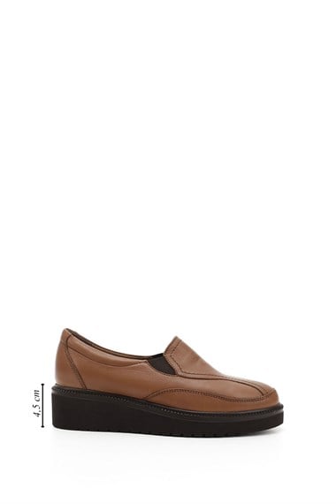 Womens Tan Antique Wedge Sole Genuine Leather Shoes