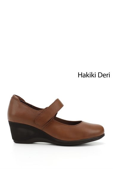 Womens Tan Antique Wedge Sole Genuine Leather Shoes