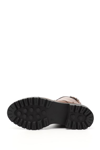 Womens Tan Genuine Leather Combat Boots with Antique Zipper