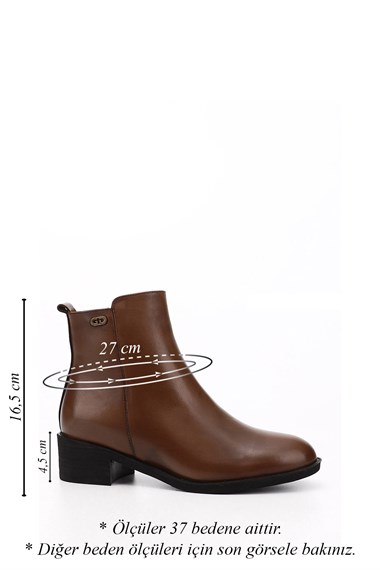 Womens Tan Antique Zipper Thick Heel Genuine Leather Boots
