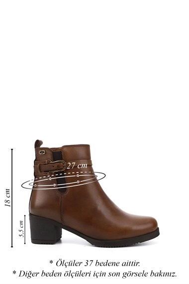 Womens Tan Antique Zipper Thick Heel Genuine Leather Boots