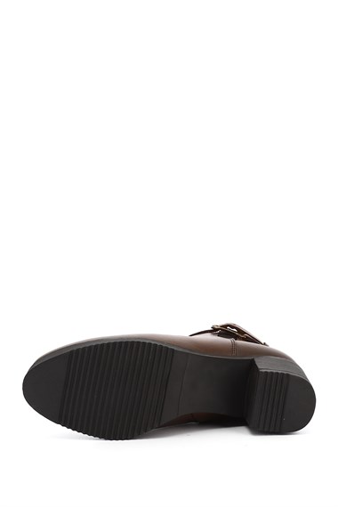 Womens Tan Antique Zipper Thick Heel Genuine Leather Boots