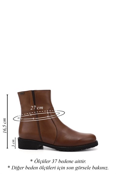 Womens Tan Antique Zippered Rubber Sole Genuine Leather Boots