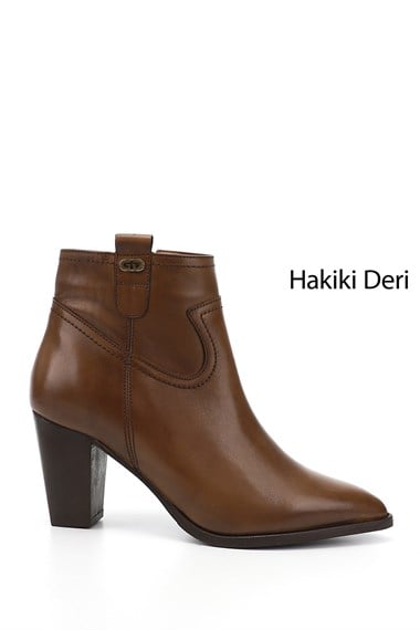 Womens Tan Antique Zipper Pointed Toe Genuine Leather Boots