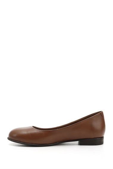 Womens Tan Antique Genuine Leather Ballerinas