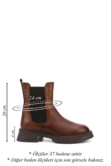 Womens Tan Antique Thick Sole Genuine Leather Chelsea Boots