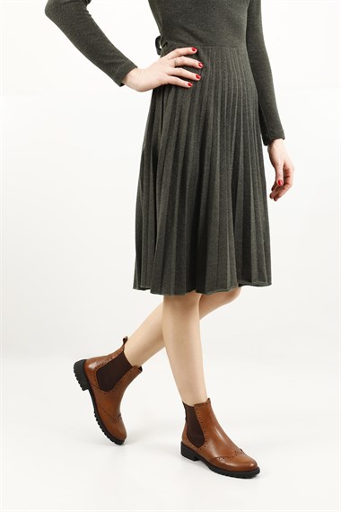 Womens Tan Antique Rubber Sole Genuine Leather Chelsea Boots