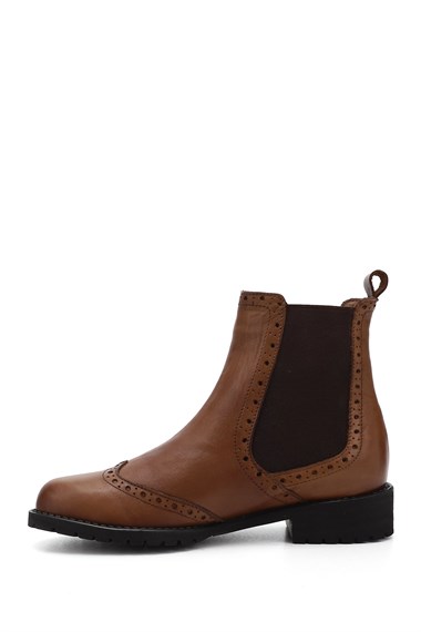 Womens Tan Antique Rubber Sole Genuine Leather Chelsea Boots