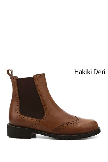 Womens Tan Antique Rubber Sole Genuine Leather Chelsea Boots