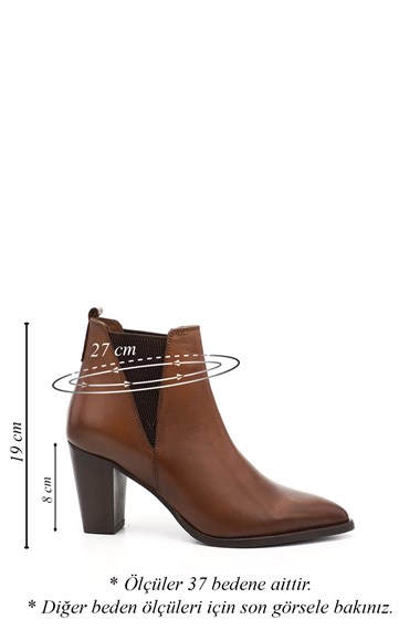 Kadın Taba Antik Topuklu Hakiki Deri Chelsea Bot