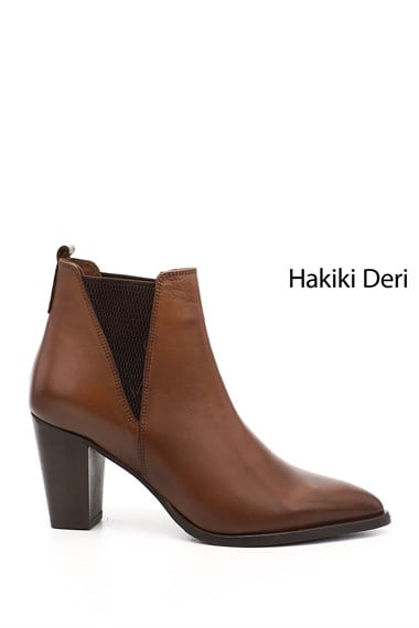Kadın Taba Antik Topuklu Hakiki Deri Chelsea Bot