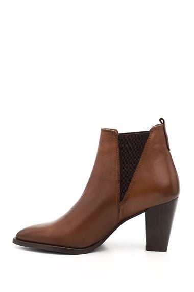 Womens Tan Antique Heeled Genuine Leather Chelsea Boots