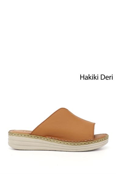 Kadın Taba Dolgu Topuk Hakiki Deri Comfort Terlik