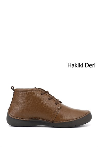 Womens Tan Floater Lace-up Genuine Leather Comfort Boots