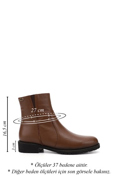 Womens Brown Floater Zippered Rubber Sole Genuine Leather Boots