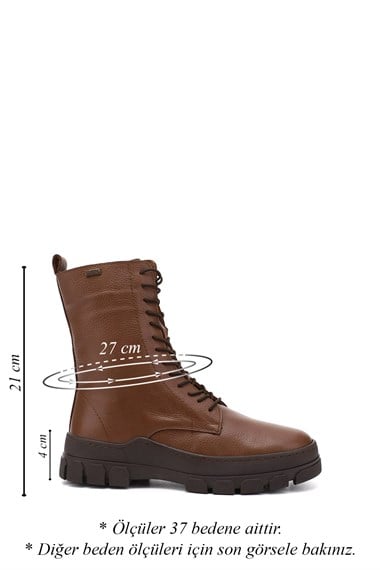 Womens Brown Floater Zippered Rubber Sole Genuine Leather Combat Boots