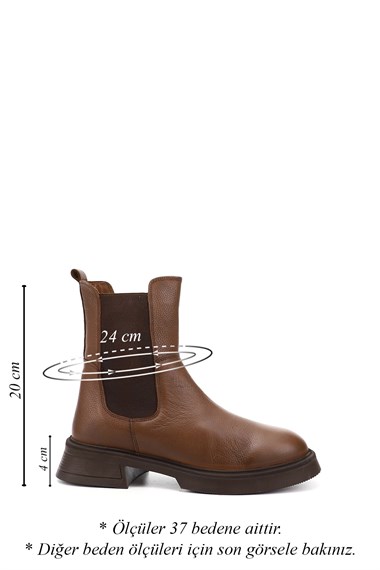 Womens Brown Floater Thick Sole Genuine Leather Chelsea Boots