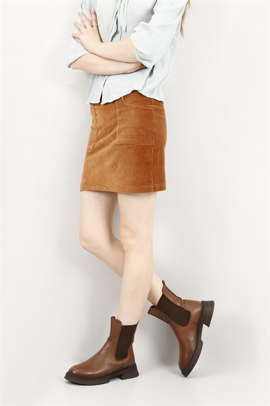 Womens Brown Floater Thick Sole Genuine Leather Chelsea Boots