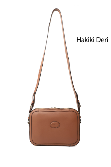 Kadın Taba Hakiki Deri Uzun Askılı Omuz Çantası