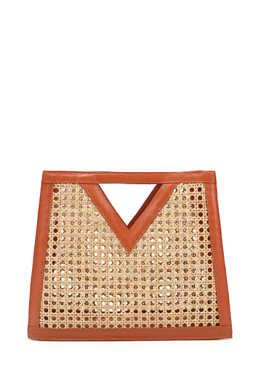 Kadın Taba Hasır Örgülü El Çantası