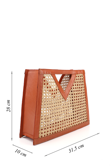 Kadın Taba Hasır Örgülü El Çantası