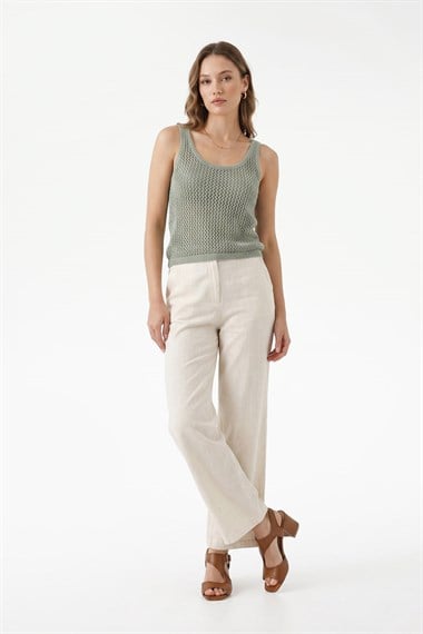 Kadın Taba Kalın Topuklu Arkası Açık Hakiki Deri Sandalet