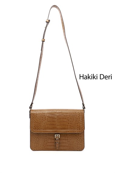 Kadın Taba Kroko Hakiki Deri Omuz Çantası