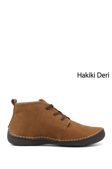 Kadın Taba Nubuk Bağcıklı Hakiki Deri Comfort Bot