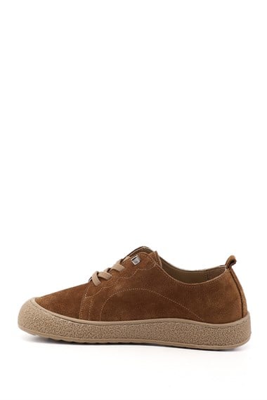 Kadın Taba Süet Bağcıklı Hakiki Deri Sneaker