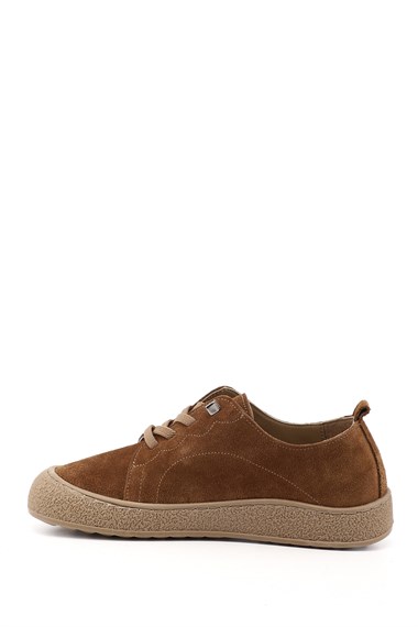 Kadın Taba Süet Bağcıklı Hakiki Deri Sneaker