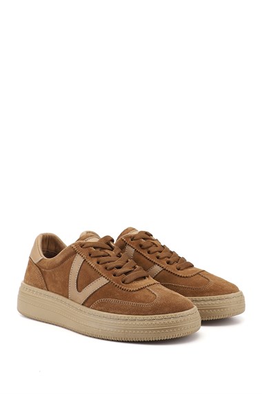 Kadın Taba Süet Bağcıklı Hakiki Deri Sneaker