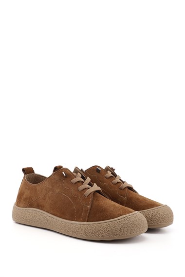 Kadın Taba Süet Bağcıklı Hakiki Deri Sneaker