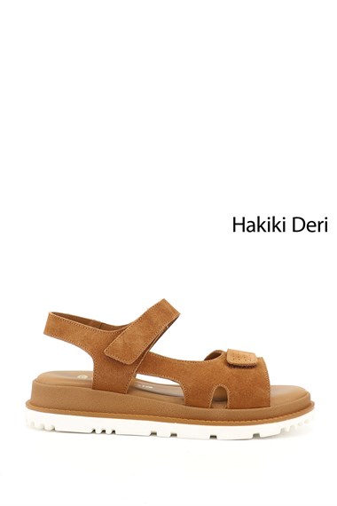 Kadın Taba Süet Hakiki Deri Sandalet