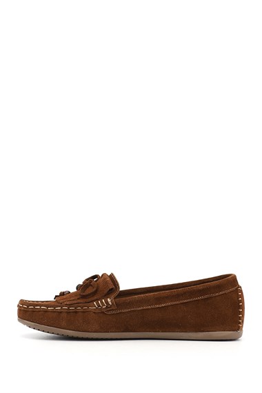 Kadın Taba Süet Fiyonklu Hakiki Deri Comfort Loafer