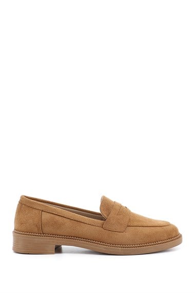 Kadın Taba Süet Loafer Ayakkabı