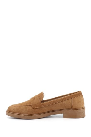 Kadın Taba Süet Loafer Ayakkabı