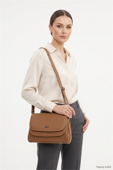 Womens Tan Long Strap Shoulder Bag
