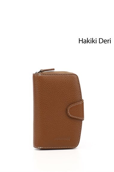Kadın Tabaya Vizon Dikey Hakiki Deri Cüzdan
