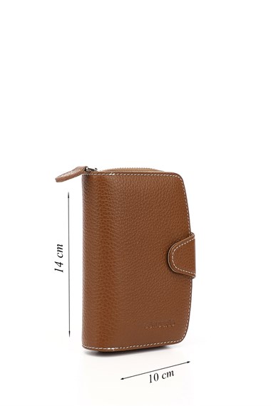 Kadın Tabaya Vizon Dikey Hakiki Deri Cüzdan