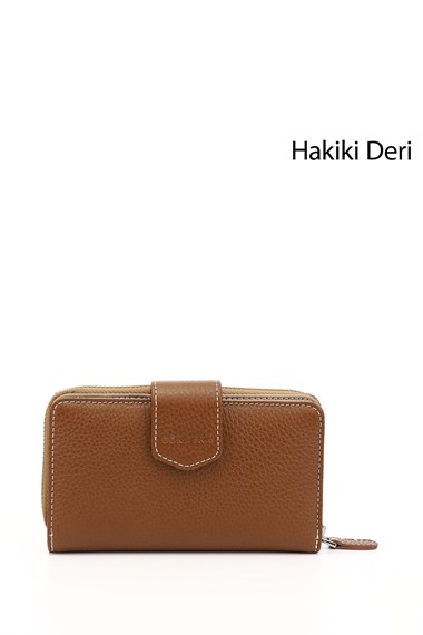 Kadın Tabaya Vizon Yatay Hakiki Deri Cüzdan