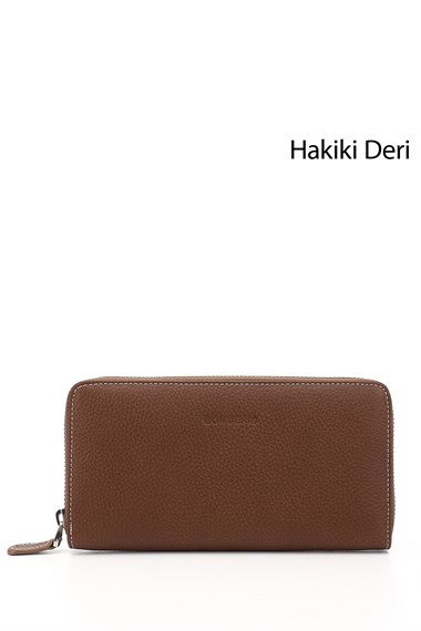 Kadın Tabaya Vizon Yatay Hakiki Deri Cüzdan