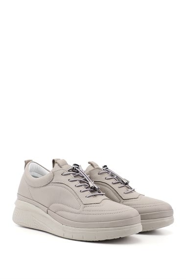 Womens Stone Laced Genuine Leather Sneaker