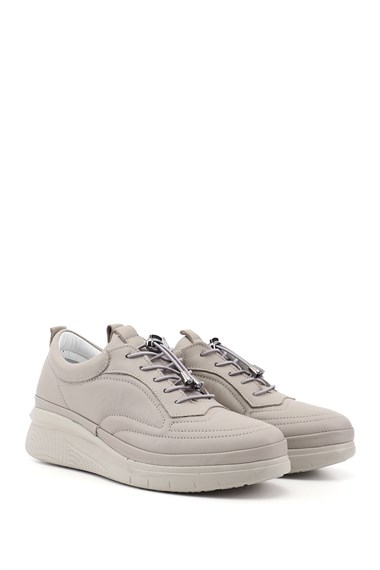 Womens Stone Lace-up Genuine Leather Sneaker